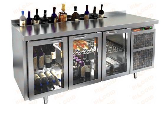 Стол холодильный HICOLD SNG 111 HT V, с бортом, 3 двери (+2...+10°С)